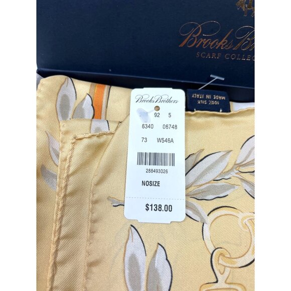 Brooks Brothers Equestrian Silk Scarf 34" Square Tan & White Gold Accents 55f - Picture 7 of 7